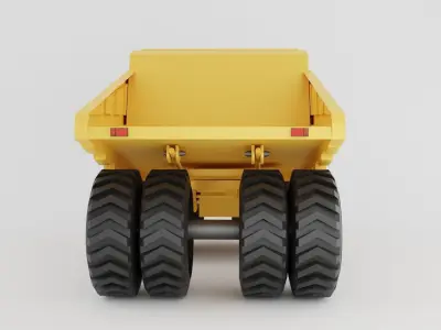 Mining large truck of yellow color  on white background Low-poly 3D model