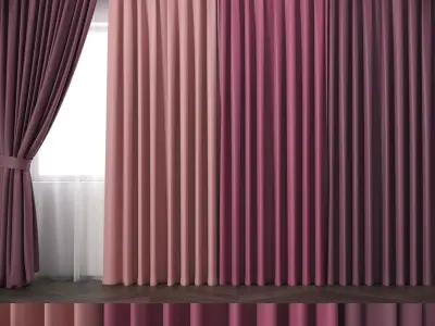 Curtains-R2 room with curtains and window Free 3D model