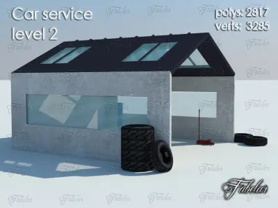Car service level Low-poly 3D model
