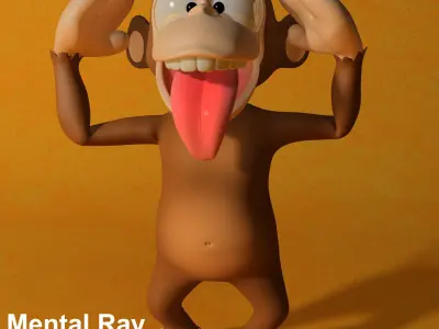 Cartoon monkey RIGGED Low-poly 3D model
