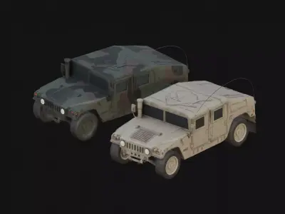 M1025 HMMWV High Mobility Multipurpose Wheeled Vehicle Humvee Low-poly 3D model