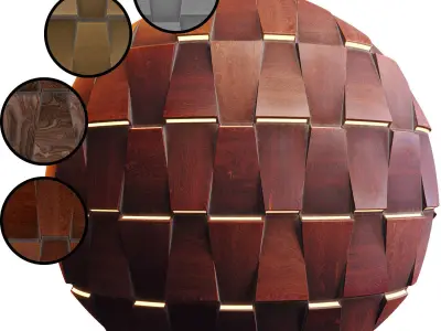 20 Wooden 3D Panel Materials - 05 - PBR - 4K - Seamless Low-poly 3D model