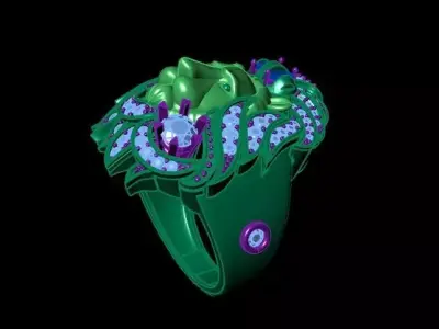 Diamond lion ring 3D print model
