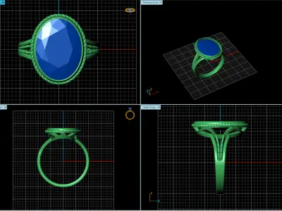A Vision of Elegance The Oval Sapphire Solitaire Ring 3D print model