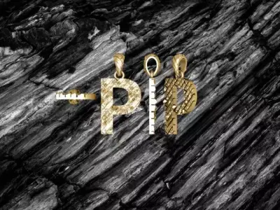 P Letter Alphabet Tiles Texture Pendant 3D Print Model 3D print model