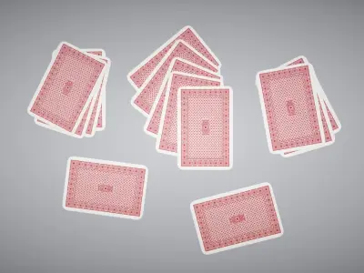 Cards set of playing Low-poly 3D model