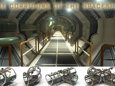Sci Fi Corridor Low-poly 3D model
