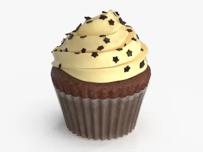 Cupcake White Low-poly 3D model