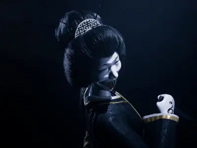 Merciless Geisha - Rigged and Animated Low-poly 3D model