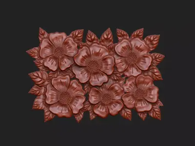 wild flower decor floral ornate cnc laser motif home wall relief 3D print model