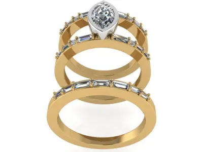 Marquise Bezel Ring With Band 2597 3D print model
