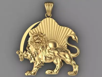 lion and sun pendant 3D print model