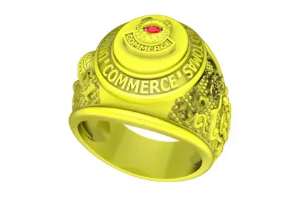 Luxury University Class Ring with Center Gemstone for Men 4940 3D print model