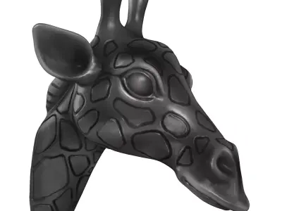 Decorative Giraffe Head Black 3D model