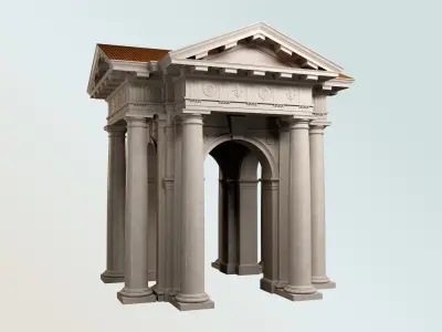 Arched portico in Doric mutulary column order gazebo 3D model