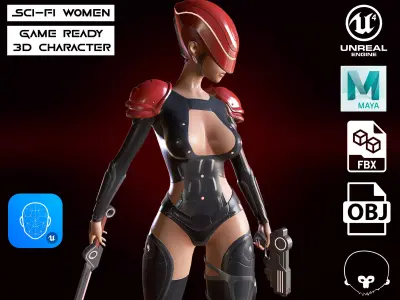 SCI-FI Women Low-poly 3D model