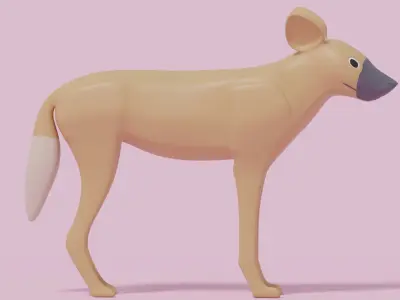 Cartoon African Wild Dog 3D model