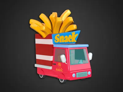 Asset - Cartoons - Food Car - Potato Snacks Car 3D model