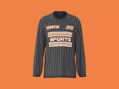 Mens full sleeve sport t-shirt with graphics 3D model