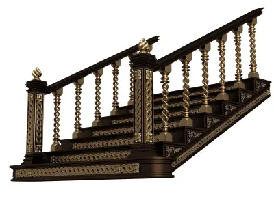 Carved Stair 06 Black Low-poly 3D model