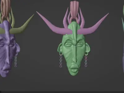 African Baule Sun Mask 3D print model