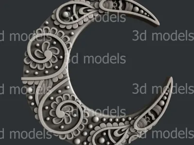 3d STL models for CNC router or 3d printer set moon 3D model