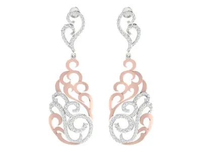 Women Drop Earrings 3dm STL OBJ FBX Renders Details 3D print model 5