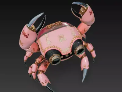 Royal Mecha Crab - Couture Robotic Sculpture 3D Model 3D print model