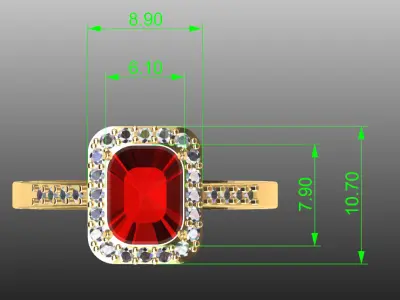One stone with Diamond ring  Free 3D model stl 3dm obj Free 3D print model