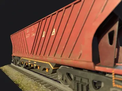 The freight car  Low-poly 3D model