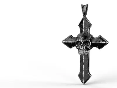 Low-poly Game Ready Arrow-shaped Skull Cross Low-poly 3D model