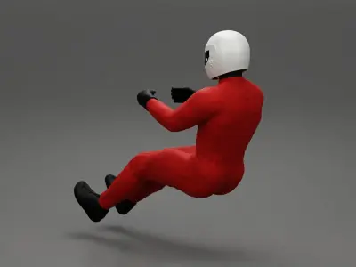 Racing driver in the car 3D print model