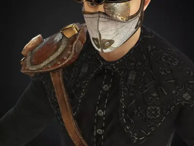  Steampunk rigged character Low-poly 3D model