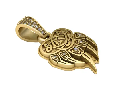 BEAR PAW DAIMOND PENDANT 3D PRINTABLE MODEL  3D print model