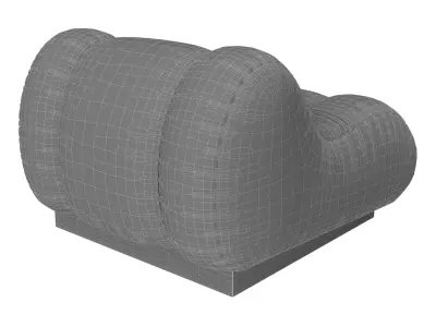 Vintage Velvet Armchair 3D model