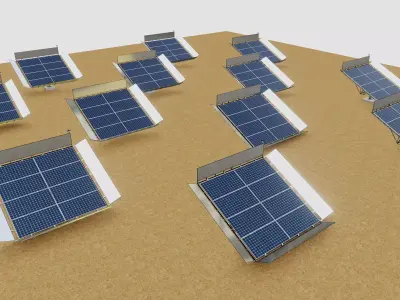 48 kW Solar Tracker-2x4 Panel Layout-SIM V01-Mirror Supported Low-poly 3D model