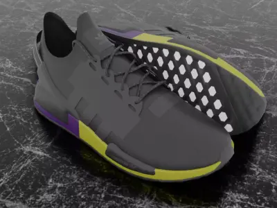 ADIDAS 3D SHOES - PURPLE- YELLOW Low-poly 3D model