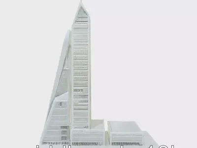 Futuristic Skyscraper Architectural Model Low-poly 3D model