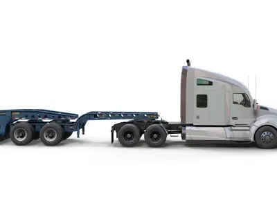 Kenworth T680 lowboy semitruck Low-poly 3D model