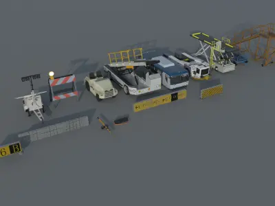 Airport engineering vehicles Low-poly 3D model