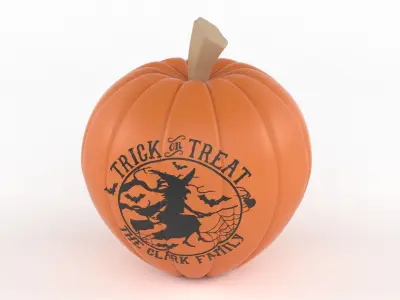 Halloween orange pumpkin with logo 3D model