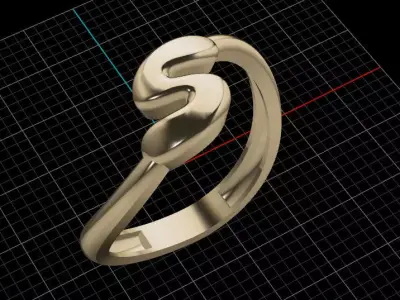 S alphabet bypass shell hallow ring 3D print model