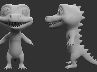 Crocodile 2 Cartoon Low-poly 3D model