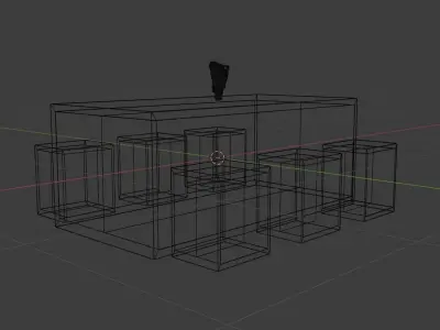 Table Set dining with four stools Free low-poly 3D model