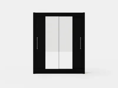 Prague Wardrobe Sliding Doors Narrow Mirror Low-poly 3D model