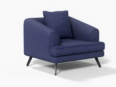 Nicolo Armchair blue finish Low-poly 3D model