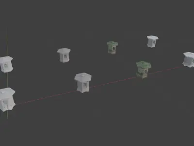 Pagoda Stone Statue Low-poly 3D model