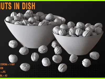 Walnuts in dish 3D model