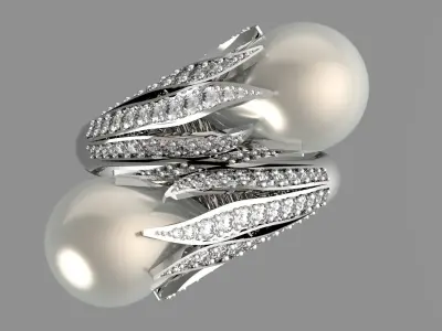 luxury woman pearl ring pr0001 3D print model