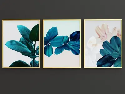 Set Arts Collection two gold leaf prints 3D model